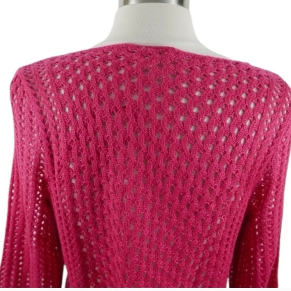 Chico's Crochet Open Knit Pink Sweater Size M - Picture 6 of 7